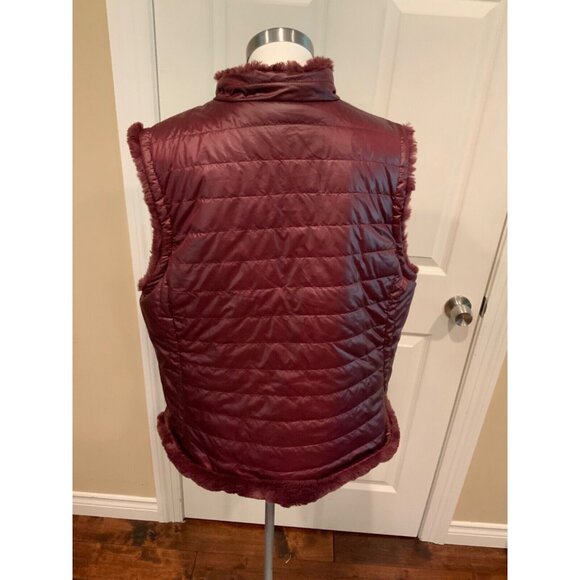 Nicole Miller Raspberry Purple Vegan Fur Reversible Puffer Vest, Size XXL - Picture 4 of 7